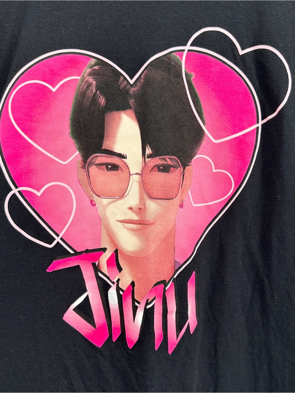 KPop Demon Hunters Jinu Heart Graphic T-Shirt Black Medium NWT